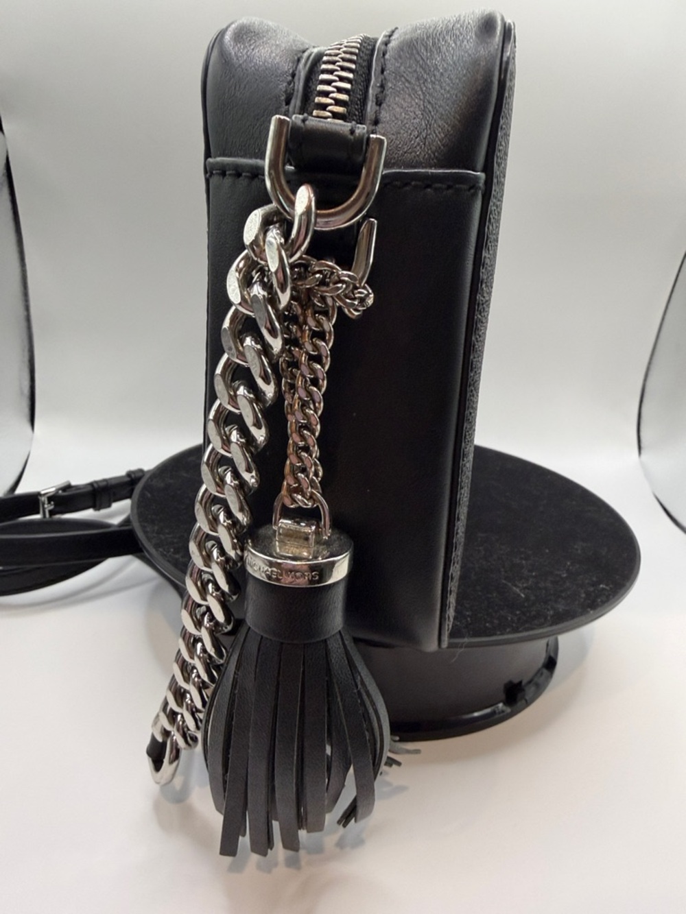 Michael Kors Black Studded Logo Crossbody with Adjustable Chain Strap - Picture 4 of 10